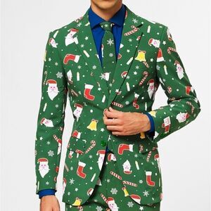 Mens Oppo Suit and Tie Holiday Party Christmas Suit 3 Piece Suit New